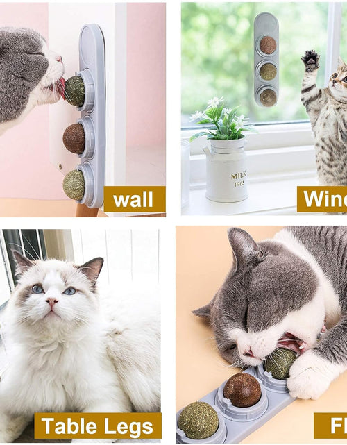 Load image into Gallery viewer, Catnip Cat Toys with 2 Candies, Catnip Wall Ball Toys for Indoor Cats, Rotatable Safe Healthy Edible Licking Balls for Kitty Playing, Kitten Chew Cleaning Teeth Treats Toys…
