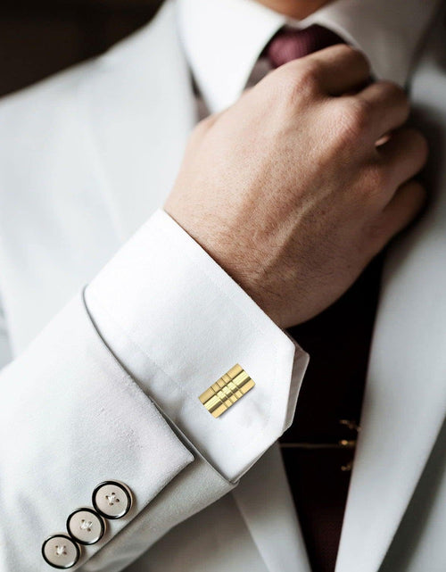 Load image into Gallery viewer, Cufflinks for Men, 316L Stainless Steel Tuxedo Shirt Cuff Links Shirt Accessories Unique Business Groom Wedding Black Silver Gold Jewelry for Son, Father, Husband, Boyfriend
