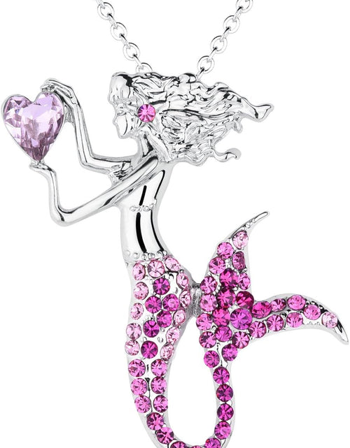 Load image into Gallery viewer, Luomart Fashion Mermaid Birthstone Necklace Jewelry White Gold Plated Austrian Crystal Pendant Gifts for Women
