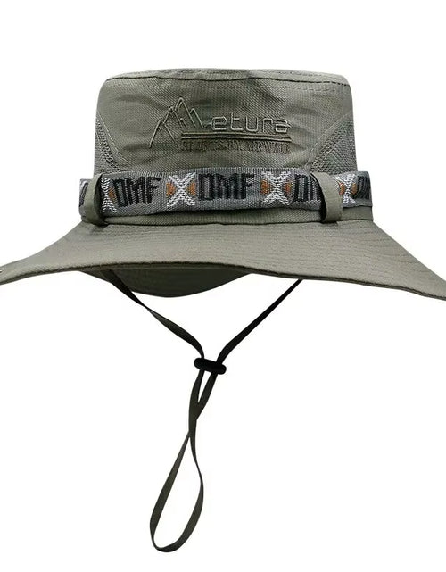 Load image into Gallery viewer, Summer Men Bucket Hat Outdoor UV Protection Wide Brim Panama Safari Hunting Hiking Hat Mesh Fisherman Hat Beach Sunscreen Cap
