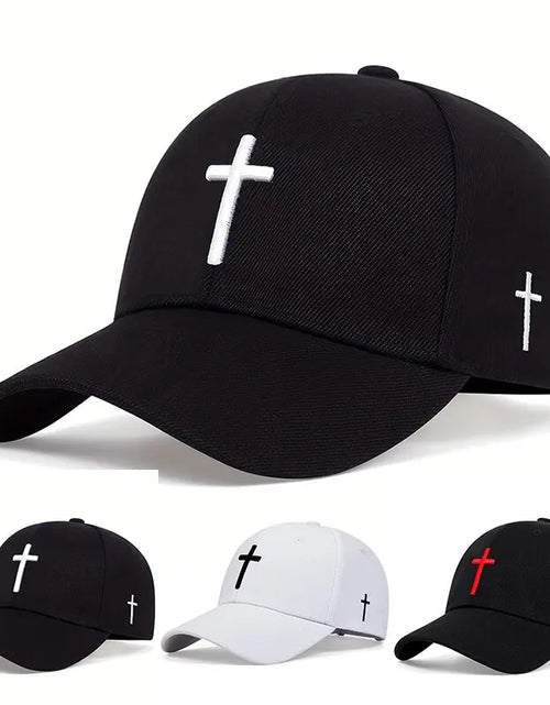 Load image into Gallery viewer, Unisex Cross Embroidery Snapback Baseball Caps Spring and Autumn Outdoor Adjustable Casual Hats Sunscreen Hat
