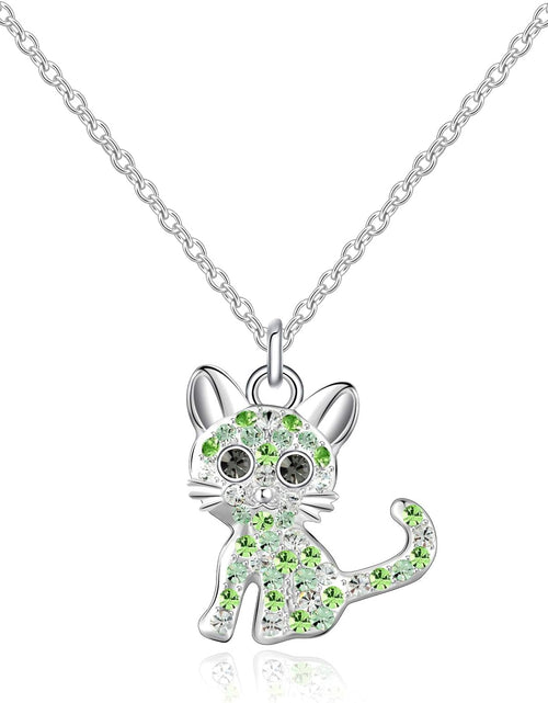 Load image into Gallery viewer, Luomart Girls Cat Birthstone Necklace Gifts for Women,Kitty Cats Dog Pendant Necklaces Jewelry for Cat Lovers
