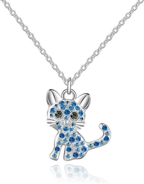 Load image into Gallery viewer, Luomart Girls Cat Birthstone Necklace Gifts for Women,Kitty Cats Dog Pendant Necklaces Jewelry for Cat Lovers
