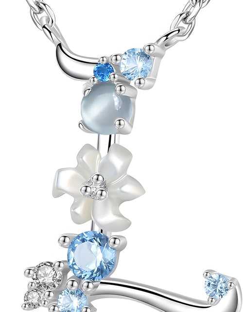 Load image into Gallery viewer, VIKI LYNN Initial Necklace for Women 925 Sterling Silver Initial a to Z Letter Pendant Necklace with Blue Flower Cubic Zirconia Birthday Engagement Gift for Women,Mom, Couple
