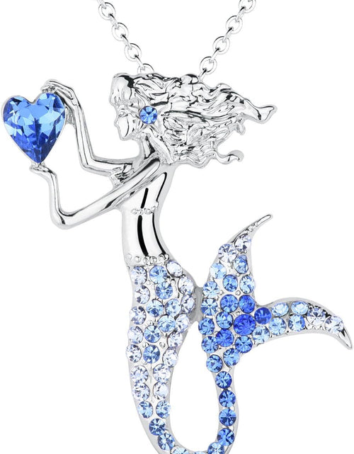 Load image into Gallery viewer, Luomart Fashion Mermaid Birthstone Necklace Jewelry White Gold Plated Austrian Crystal Pendant Gifts for Women
