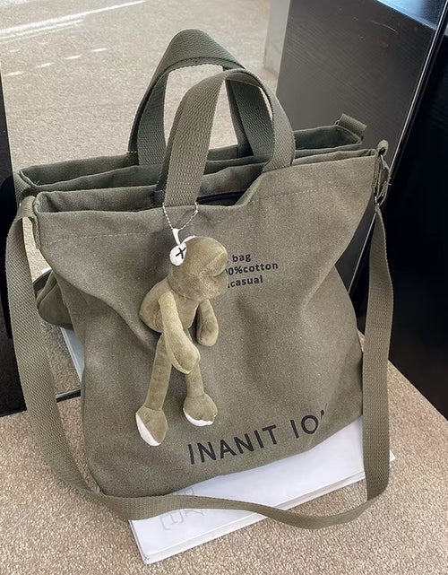 Load image into Gallery viewer, Japanese Canvas Men&#39;S and Women&#39;S Simple Cross-Body Bag Wash Canvas Thick Handbag Large Capacity Arts Students Package Satchel
