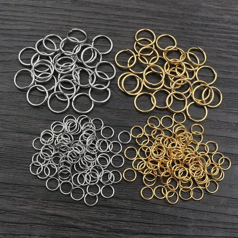 200Pcs 3/4/5/6/7/8/10Mm Stainless Steel Gold Color Split Jump Rings DIY Jewelry Findings Open Single Loops for Jewelry Making