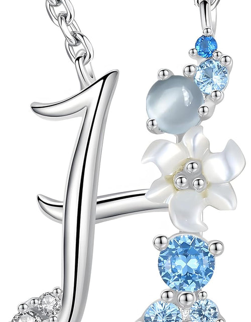 Load image into Gallery viewer, VIKI LYNN Initial Necklace for Women 925 Sterling Silver Initial a to Z Letter Pendant Necklace with Blue Flower Cubic Zirconia Birthday Engagement Gift for Women,Mom, Couple
