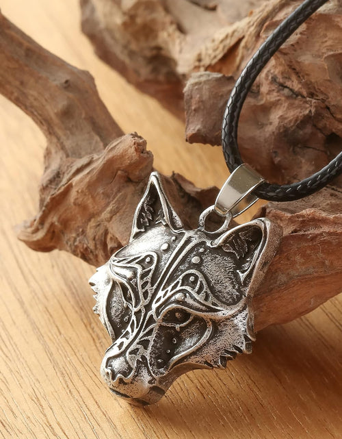 Load image into Gallery viewer, HAQUIL Wolf Necklace, Viking Wolf Head Pendant, Wolf Necklace Collection, Wolf Jewelry Gift for Men and Women
