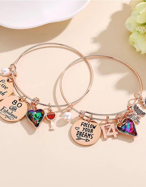 Load image into Gallery viewer, Ursteel Birthday Gifts for Women Girls Bracelet, Birthday Charm Bracelets 10Th 20Th 30Th 40Th 50Th 60Th 70Th 80Th 90Th Birthday Gift for Daughter, Sister, Friend, Teen Girls, Mom, Grandma
