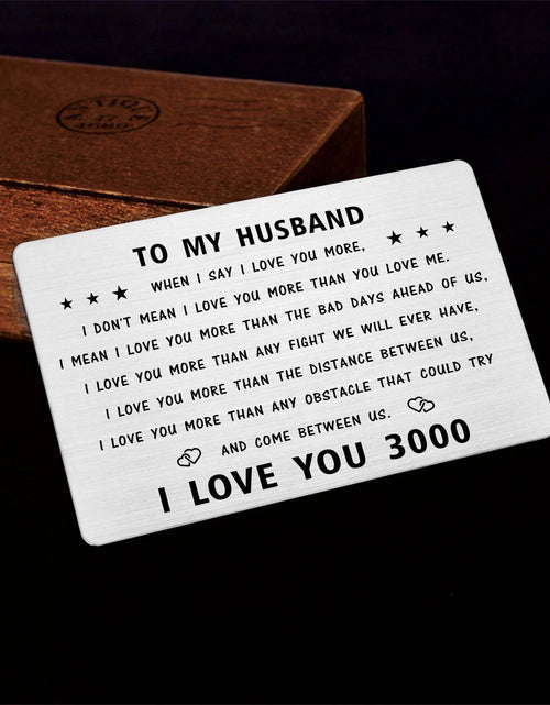 Load image into Gallery viewer, to My Husband Wallet Card, I Love You Gifts for Him Husband, Husband Birthday Card from Wife, Valentines, Fathers Day
