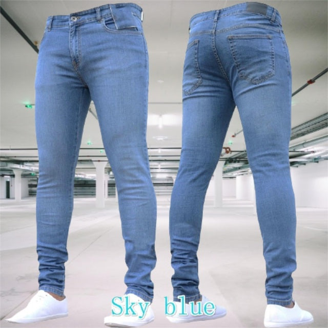 Men's Pants Retro Washing Zipper Stretch Jeans