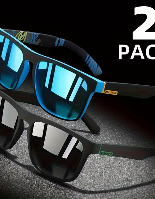 Load image into Gallery viewer, 2Pcs Square Polarized Sunglasses anti Glare Sun Shades for Summer Party Vacation Travel Driving Fishing
