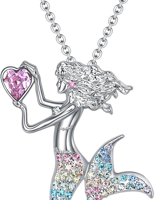 Load image into Gallery viewer, Luomart Fashion Mermaid Birthstone Necklace Jewelry White Gold Plated Austrian Crystal Pendant Gifts for Women
