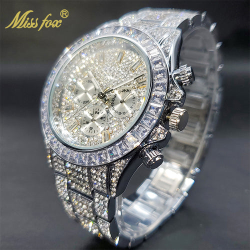 Load image into Gallery viewer, Luxury Gold Men&#39;s Watch Waterproof Stainless Steel Iced Bracelet
