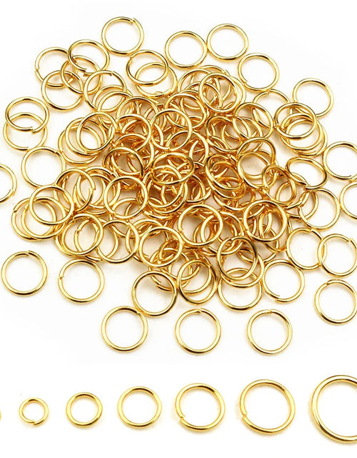 Load image into Gallery viewer, 200Pcs 3/4/5/6/7/8/10Mm Stainless Steel Gold Color Split Jump Rings DIY Jewelry Findings Open Single Loops for Jewelry Making
