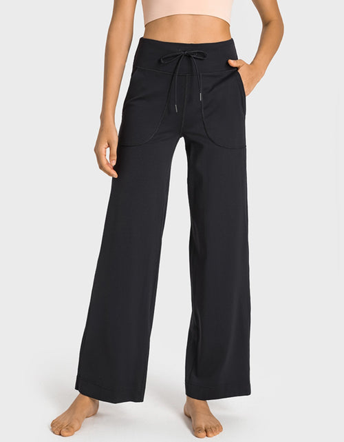 Load image into Gallery viewer, Drawstring Waist Wide Leg Sports Pants with Pockets
