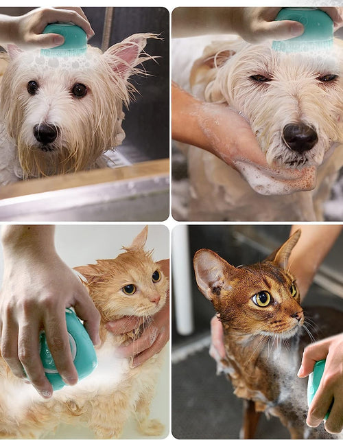 Load image into Gallery viewer, Dog Bath Brush, Pet Massage Brush Shampoo Dispenser, Soft Silicone Brush Rubber Bristle for Dogs and Cats Shower Grooming
