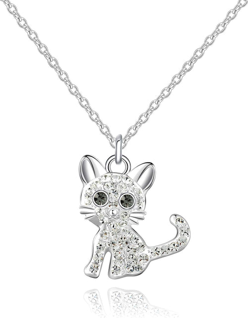 Load image into Gallery viewer, Luomart Girls Cat Birthstone Necklace Gifts for Women,Kitty Cats Dog Pendant Necklaces Jewelry for Cat Lovers
