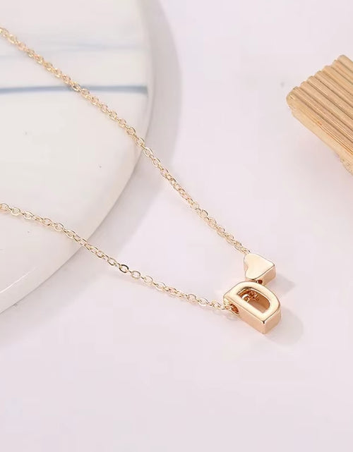 Load image into Gallery viewer, Fashion Tiny Heart Dainty Initial Necklace Gold Silver Color Letter Name Choker for Women Pendant Jewelry Gift
