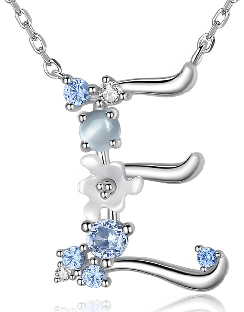 Load image into Gallery viewer, VIKI LYNN Initial Necklace for Women 925 Sterling Silver Initial a to Z Letter Pendant Necklace with Blue Flower Cubic Zirconia Birthday Engagement Gift for Women,Mom, Couple
