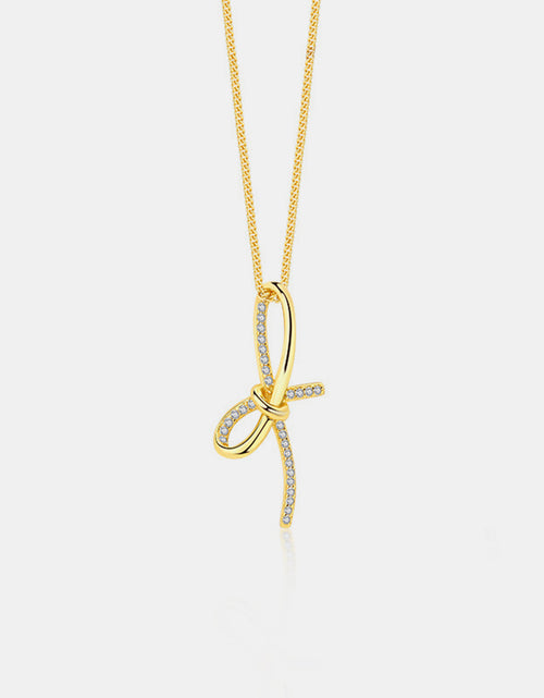 Load image into Gallery viewer, Zircon Bow Pendant Necklace
