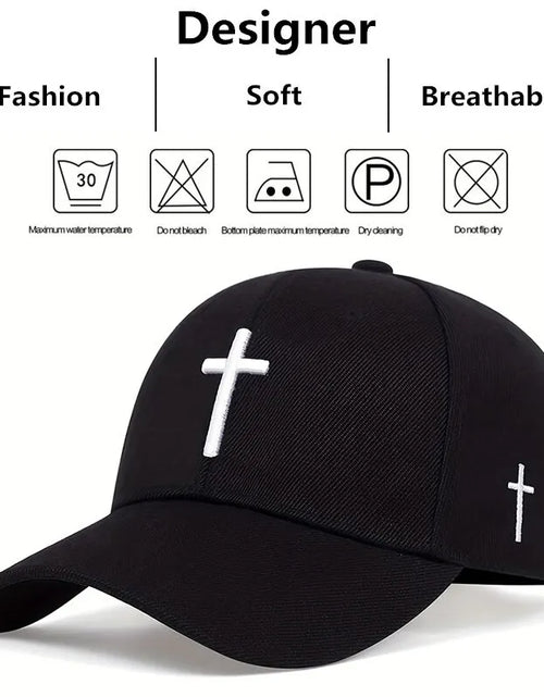 Load image into Gallery viewer, Unisex Cross Embroidery Snapback Baseball Caps Spring and Autumn Outdoor Adjustable Casual Hats Sunscreen Hat
