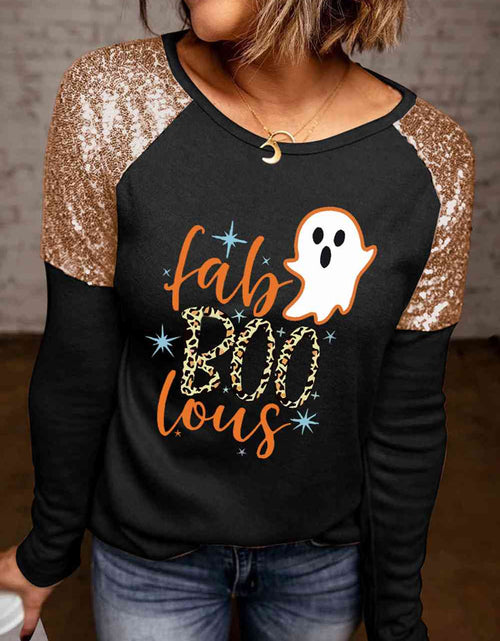 Load image into Gallery viewer, Ghost Graphic Sequin Long Sleeve T-Shirt
