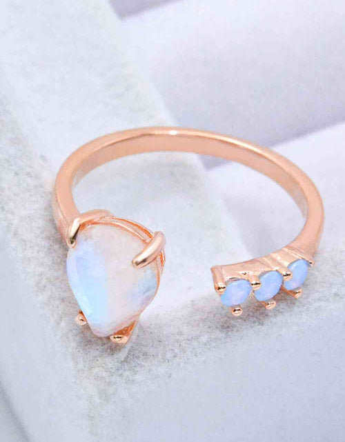 Load image into Gallery viewer, 18K Rose Gold-Plated Moonstone Open Ring
