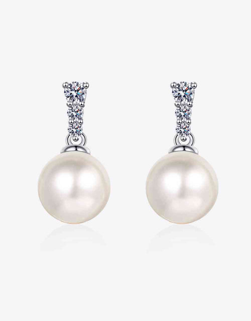 Load image into Gallery viewer, Moissanite Pearl Drop Earrings
