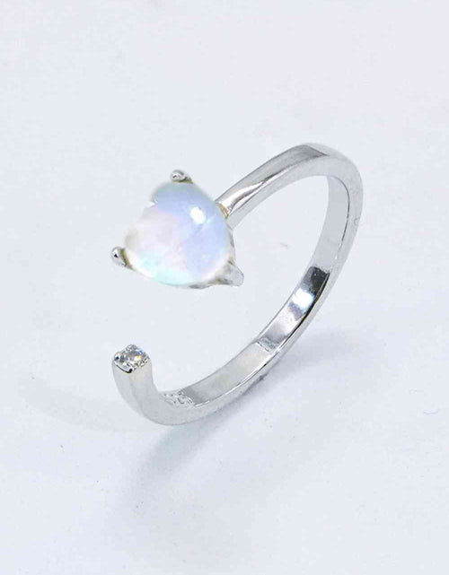 Load image into Gallery viewer, Inlaid Moonstone Heart Adjustable Open Ring
