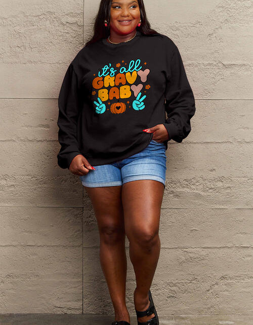 Load image into Gallery viewer, Simply Love Full Size IT&#39;S ALL GRAVY BABY Long Sleeve Sweatshirt
