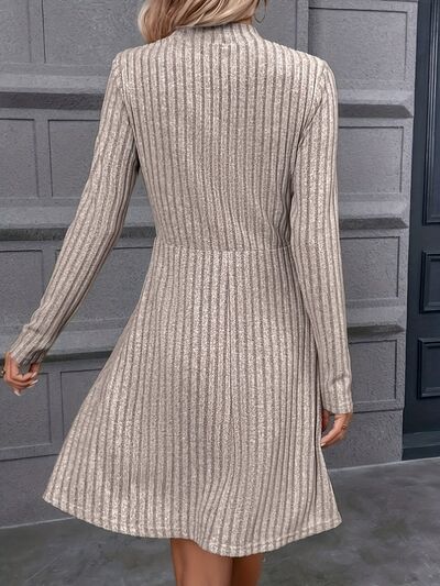 Load image into Gallery viewer, Decorative Button Mock Neck Long Sleeve Sweater Dress
