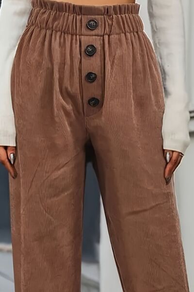 Load image into Gallery viewer, Decorative Button High Waist Pants
