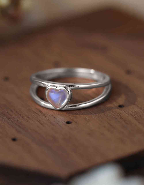 Load image into Gallery viewer, Moonstone Heart 925 Sterling Silver Ring
