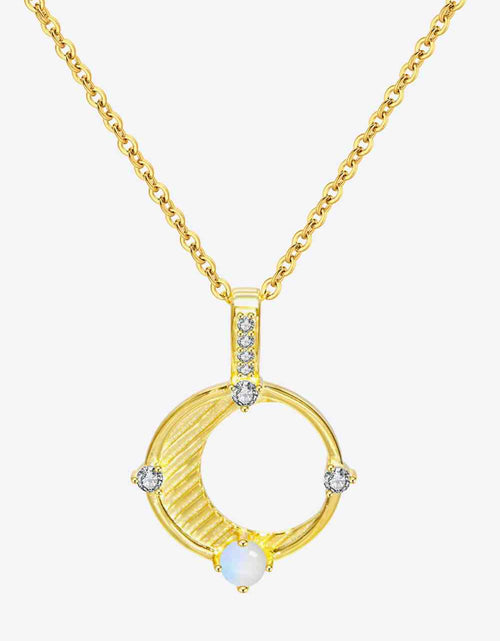 Load image into Gallery viewer, Inlaid Zircon and Natural Moonstone Pendant Necklace
