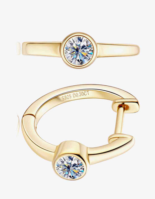 Load image into Gallery viewer, 18k Gold-Plated Inlaid Moissanite Huggie Earrings
