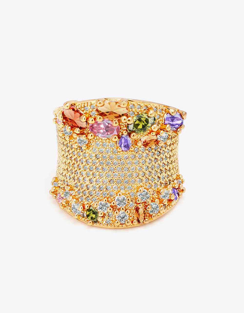 Load image into Gallery viewer, Multicolored Cubic Zirconia Textured Ring
