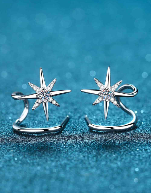 Load image into Gallery viewer, Moissanite Star Rhodium-Plated Earrings
