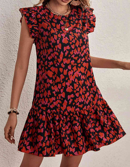 Load image into Gallery viewer, Ruffle Trim Round Neck Dress
