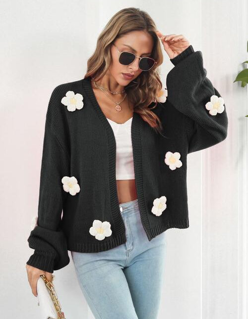 Load image into Gallery viewer, Floral Open Front Long Sleeve Cardigan
