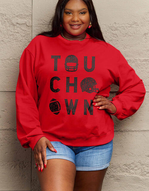 Load image into Gallery viewer, Simply Love Full Size TOUCHDOWN Long Sleeve Sweatshirt
