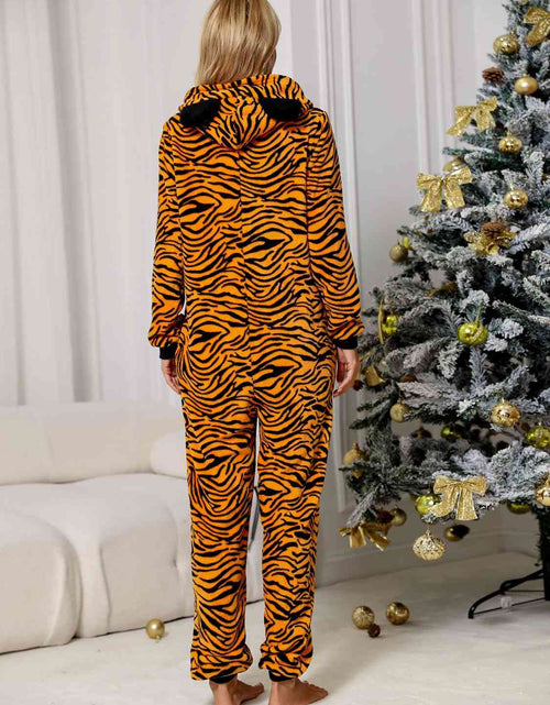 Load image into Gallery viewer, Animal Print  Zip Front Lounge Jumpsuit with Pockets
