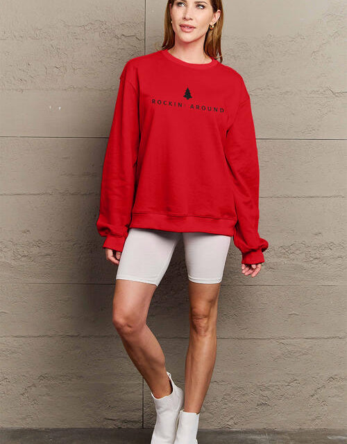 Load image into Gallery viewer, Simply Love Full Size ROCKIN AROUND  Long Sleeve Sweatshirt
