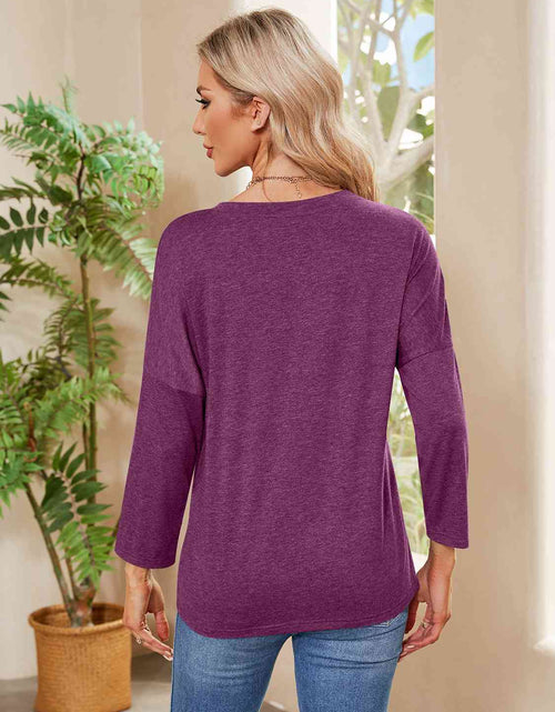 Load image into Gallery viewer, Round Neck Long Sleeve Drop Shoulder Blouse
