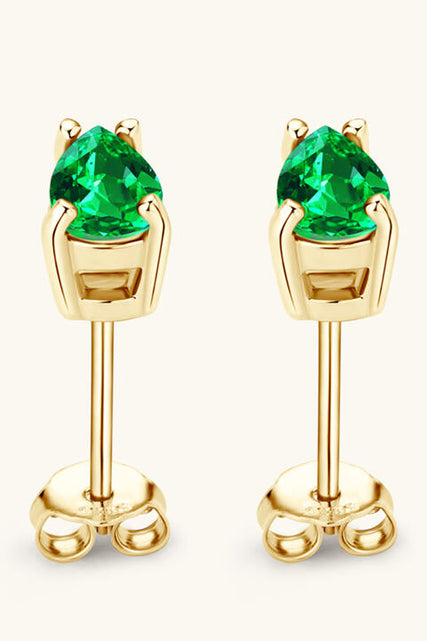 Load image into Gallery viewer, Lab-Grown Emerald Stud Earrings
