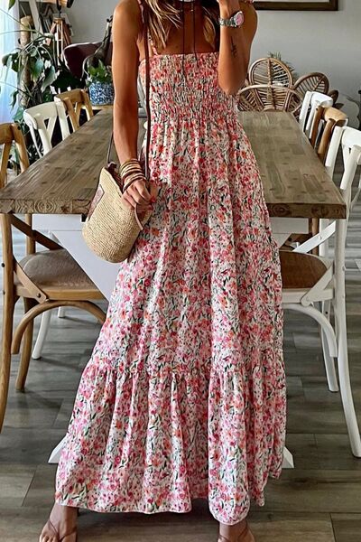 Load image into Gallery viewer, Smocked Floral Spaghetti Strap Dress
