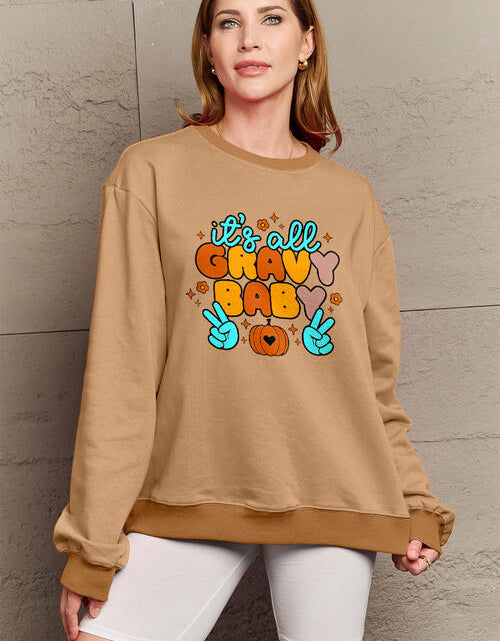 Load image into Gallery viewer, Simply Love Full Size IT&#39;S ALL GRAVY BABY Long Sleeve Sweatshirt
