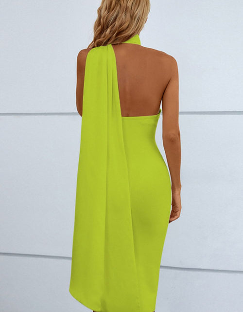 Load image into Gallery viewer, Cascading Detail Halter Neck Bodycon Dress
