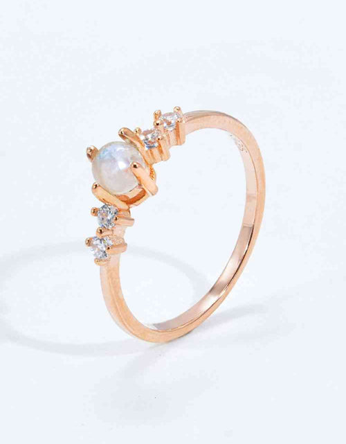 Load image into Gallery viewer, Natural Moonstone and Zircon 18K Rose Gold-Plated Ring
